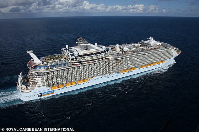 The 1,187-foot Allure of the Seas (pictured), which can carry up to 6,800 passengers, was docked in the Bahamas for four days before continuing its journey apparently unhindered despite Thursday's collision