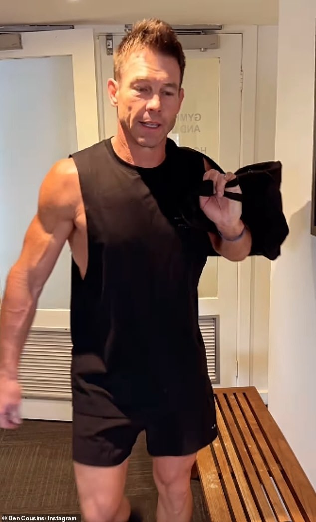 AFL legend Ben Cousins ​​proved he's still got it on Sunday as he showed off his ripped figure during a grueling workout