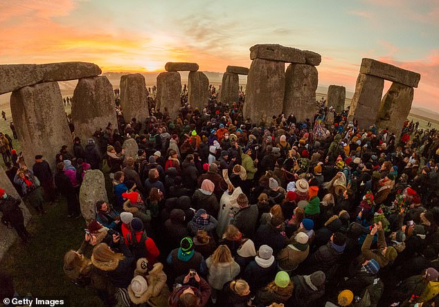 The new research comes a day before the winter solstice – the shortest day of the year when thousands of people flock to Stonehenge (pictured in 2021)