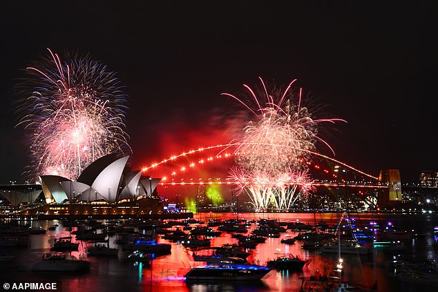 Sydney's iconic fireworks display is now in jeopardy as rail strikes cause safety concerns for the thousands of revelers using public transport on New Year's Eve (last year's ones are pictured)