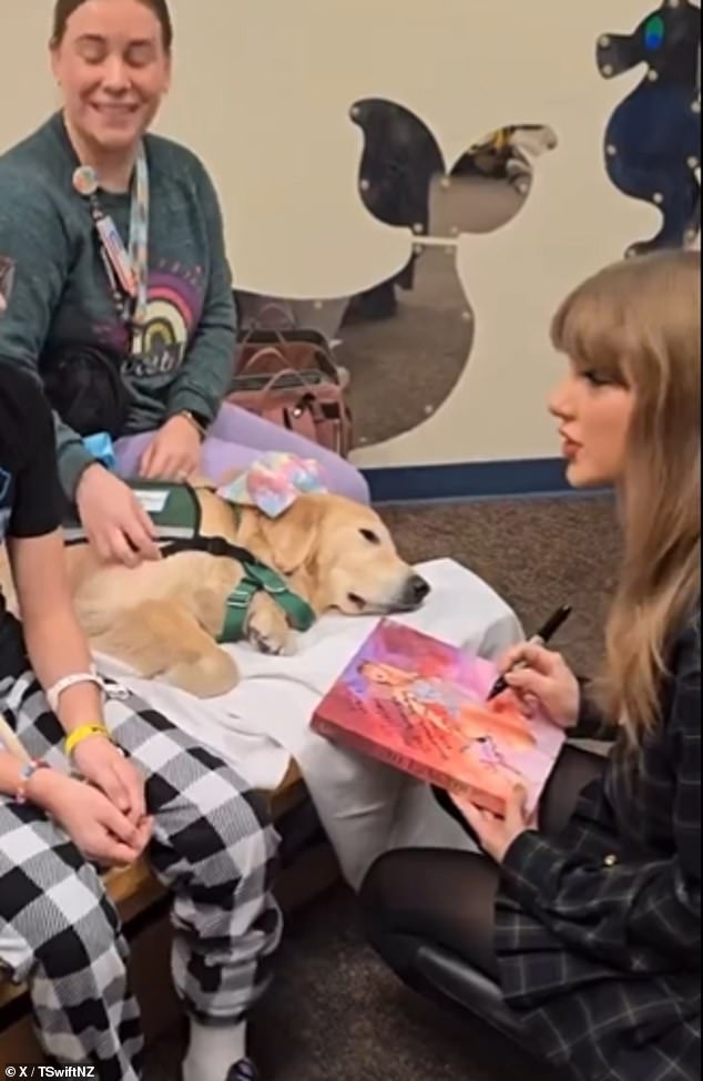 Taylor Swift's hilarious response to a comment a fan made about her boyfriend Travis Kelce went viral on her 35th birthday Friday during a visit to a children's hospital in Kansas City