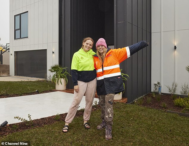 'Renew your fence and garden and paint your front door to increase the attractiveness of the house,' Frank also advised. In the photo: Block winners Maddy and Charlotte Harry of 2024