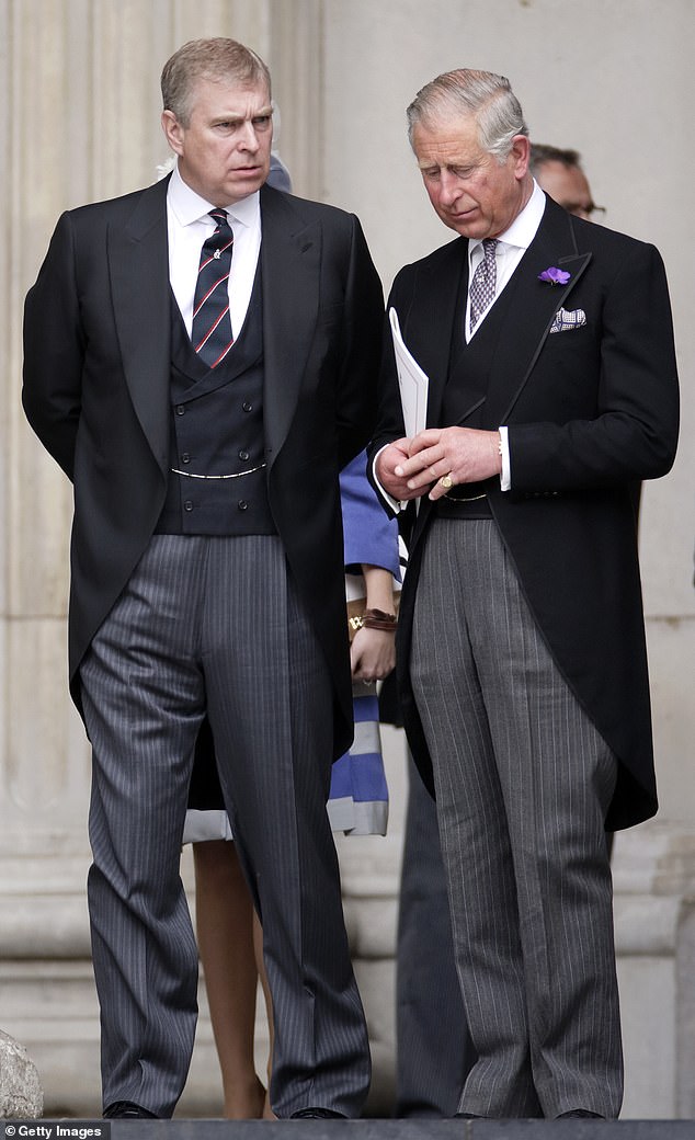 King Charles with Prince Andrew. Charles has demanded that his brother downsize from Royal Lodge to the more modest Frogmore Cottage