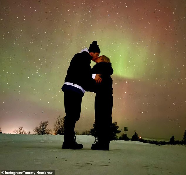 The newlyweds didn't shy away from showing their affection for each other in their latest social media posts as they kept the PDA under wraps as they stood in front of the Northern Lights.