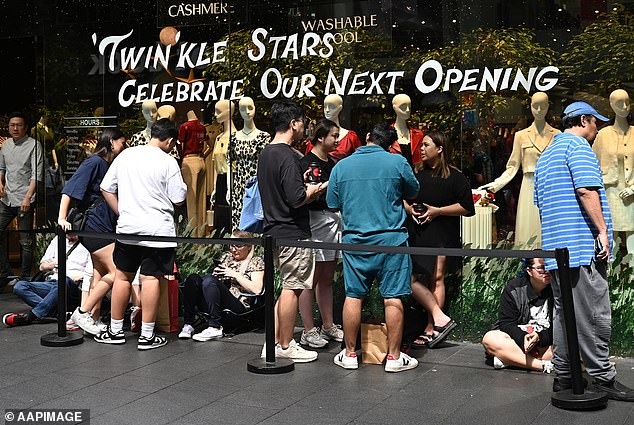 Industry experts are asking shoppers to be more patient this festive season and show 'compassion' to store staff because they are 'humans' too (pictured shoppers queuing for Sydney's Boxing Day sale last year)