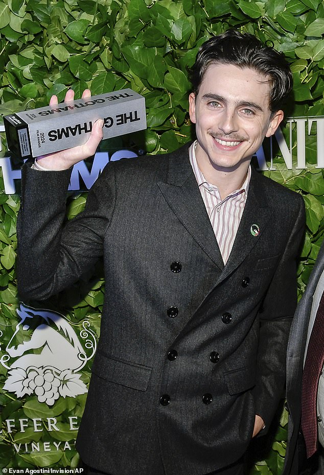 Timothee Chalamet looked in good spirits as he took home the Visionary Tribute Award at the Gotham Film Awards at Cipriani Wall Street in New York on Monday.