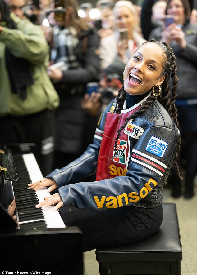 Last year Alicia, 43, also showed off her skills on one of the public St Pancras pianos. The hitmaker sang her big hits Empire State of Mind and If I Ain't Got You