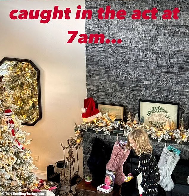 Tori seemed most concerned about keeping the magic of Christmas alive for their youngest child, who she caught looking at the presents under the decorated tree at 7 a.m.