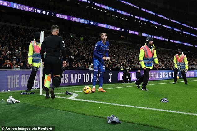 Tottenham fans launched missiles at Chelsea star Cole Palmer during the first half