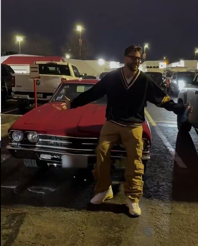 Travis Kelce arrived at Arrowhead Stadium on Sunday in a refurbished '69 Chevelle SS