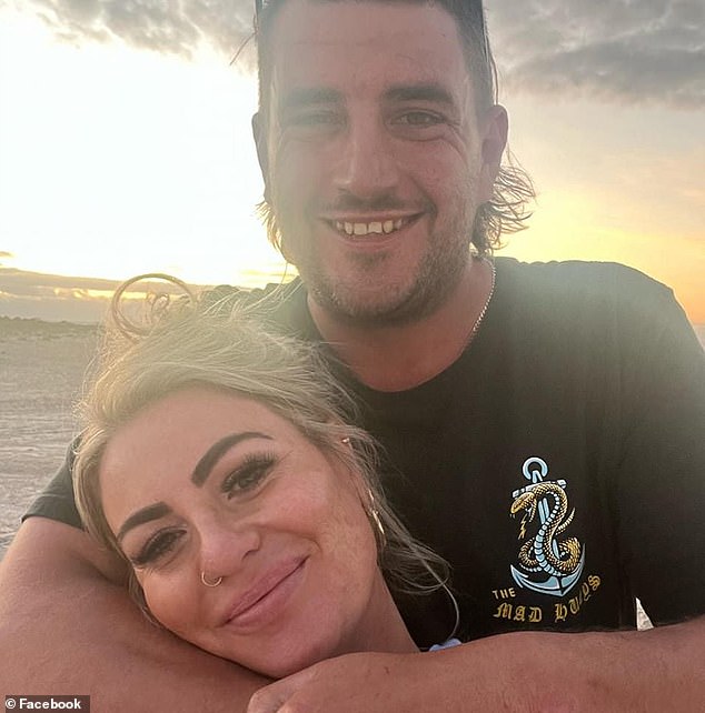 Peter Groves, 29, (pictured with his partner Candice) died on Thursday during the Apollo Hill exploration project in the Eastern Goldfields region of Western Australia.