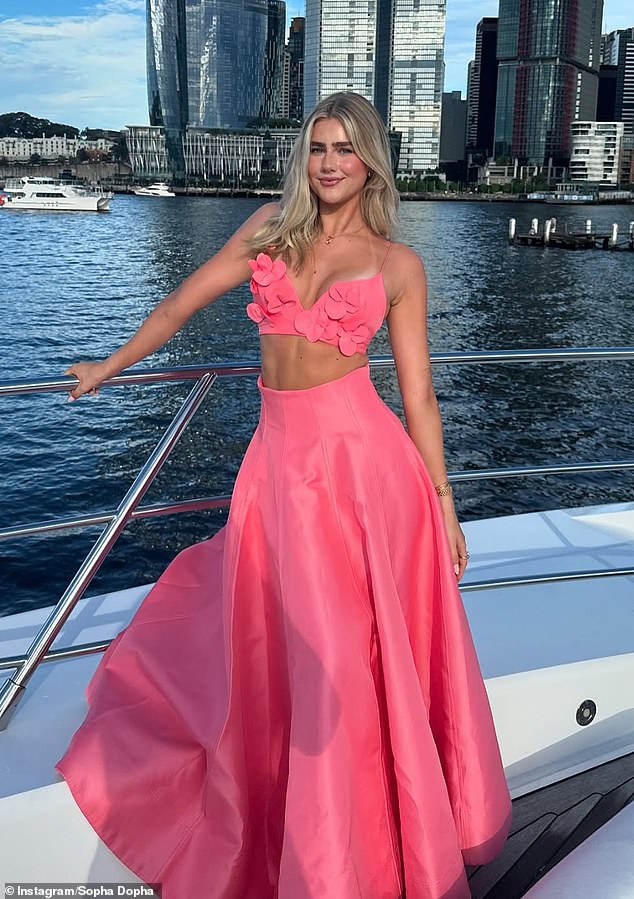 TikTok star Sopha Dopha (pictured), real name Sophia Begg, celebrated her 21st birthday in style this weekend as she threw a wild party on Sydney Harbor