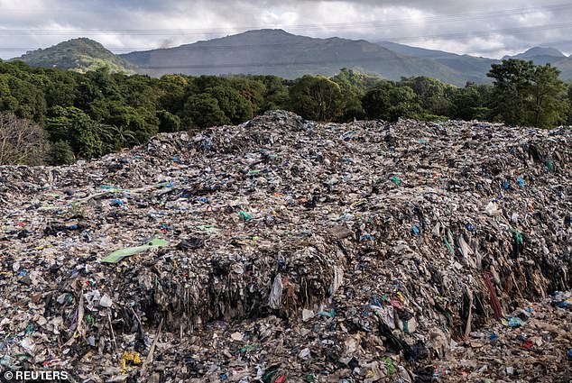 A huge pile of garbage, including plastic, pictured in Rizal province, Philippines, on November 28