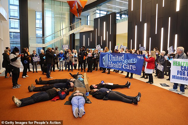 UnitedHealthcare's parent company, UnitedHealthcare Group (UHG), has come under fire in recent years from angry patients who claim the insurer refused to cover their care, leaving them out of pocket or living without medical care. (Pictured: a protest in July)