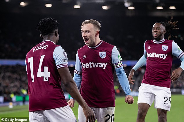 West Ham recorded a 2-1 win over Wolves in their Premier League match on Monday evening