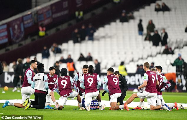 West Ham paid tribute to his teammate on Monday by warming up in 'Antonio 9' shirts