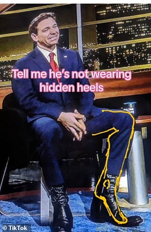 TikTok user Spamellina had sketched the shape of a high heel over the photo of DeSantis in his boots