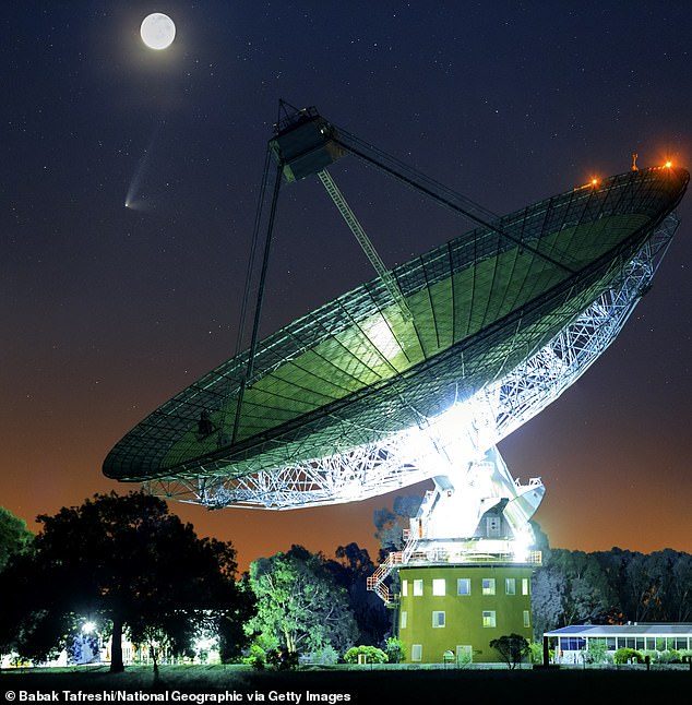 The signal will likely be received by large ground-based telescopes such as the Parkes Telescope in Australia (pictured)