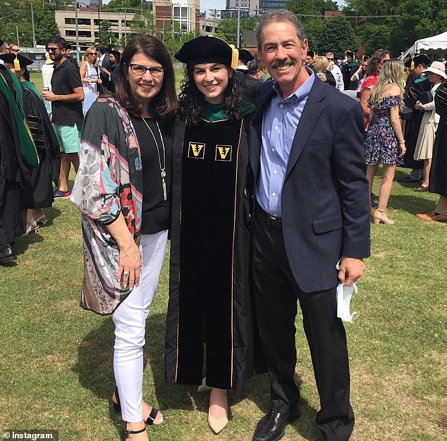 Magione's eldest sister MariaSanta, pictured with her parents, is a respected physician practicing in Dallas, Texas