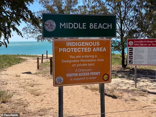 A sign warning that a visitor permit is required to access a Northern Territory beach has outraged social media users