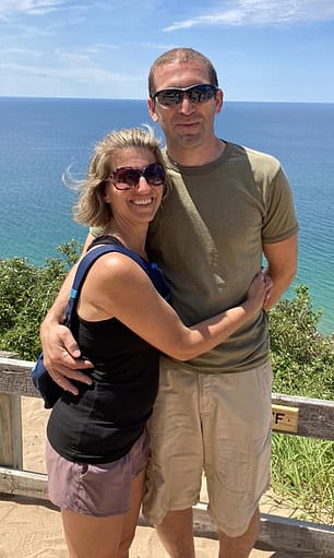 Ryan Borgwardt's wife Emily, (pictured) 44, has filed for legal divorce or annulment, the day after the father of three ended up back on US soil