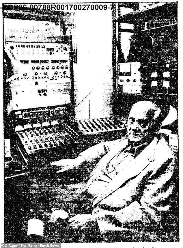 Above, Monroe Institute founder Robert Monroe at a soundboard working on the audio frequencies at the heart of his Hemi-Sync's 