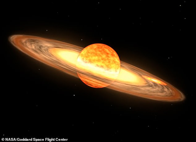 T Coronae Borealis is a binary system, meaning it is actually made up of two stars connected in orbit (artist's impression)