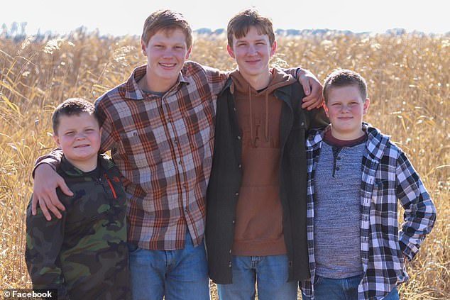 Lara Dahl lost two of her four sons, William and Harrison Dahls (pictured second and fourth from left), after a UTV (utility terrain vehicle) driven by her older child collided with a pick-up vehicle on January 7 in Wilmar, Minnesota -up. The Dahl brothers pictured from left: Drew, William, Gage and Harrison