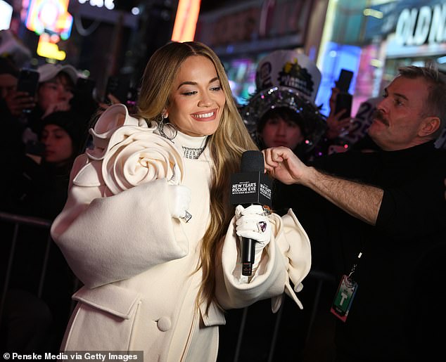 Rita was quickly spotted among the waiting crowds in Times Square as she began her co-hosting duties