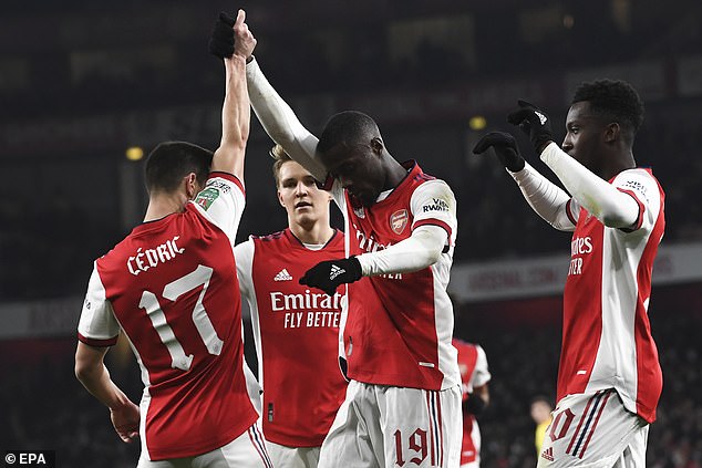 Pepe (second from right) was once Arsenal's most expensive signing, but he left for free in July