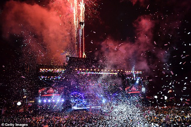 The evening's celebration, which was open to the public and free, included fireworks and the annual Music Note Drop at midnight