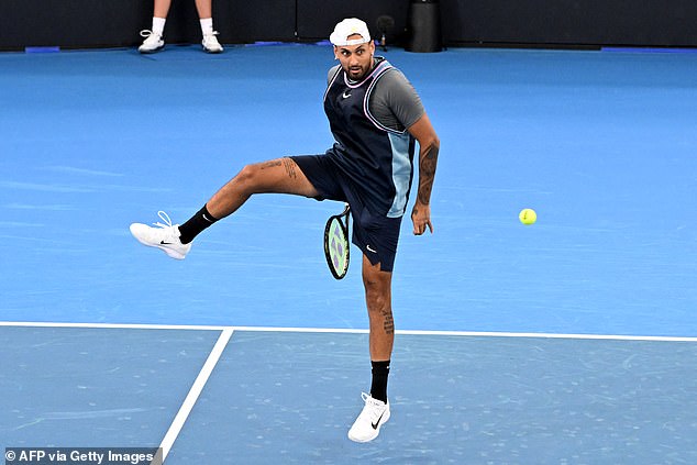 Kyrgios (pictured) was also defeated by Giovanni Mpetshi Perricard in the men's singles