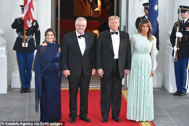 Jenny and Scott Morrison are pictured with Donald and Melania Trump at the White House on September 20, 2019