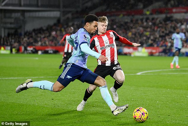 17-year-old Nwaneri put in a fearless performance against Brentford, with Bukayo Saka coming off injured