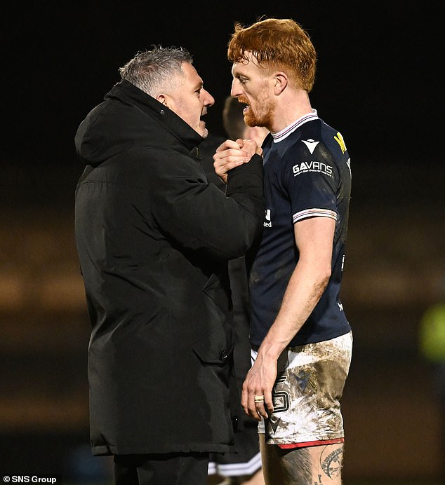 Dundee striker Simon Murray, a boyhood fan of the club, with manager Tony Docherty