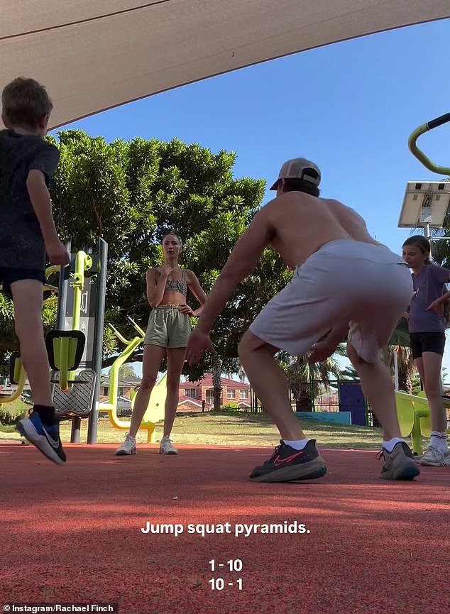 On Christmas Day, Rachael took to Instagram to share a video of herself and her family all exercising at a local playground, as they weren't taking time off from their active lifestyle