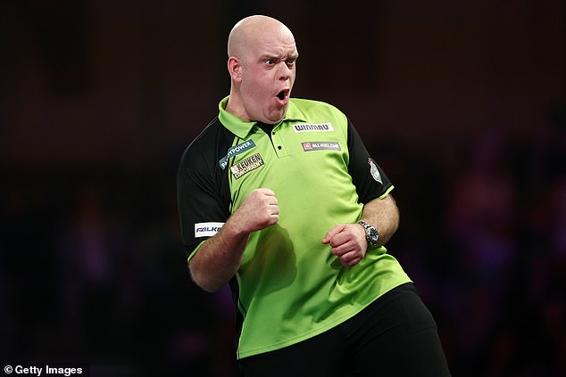 At the other end of the draw, Michael van Gerwen got past Callan Rydz in a high-quality encounter