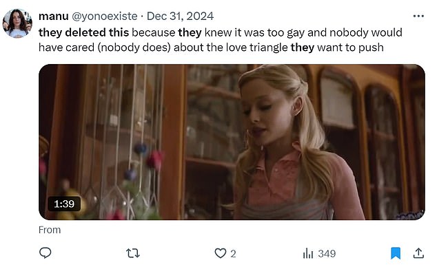 A fan (@yonoexiste) speculated: 'They removed this because they knew it was too gay and no one would have cared (no one does) about the love triangle they want to encourage'