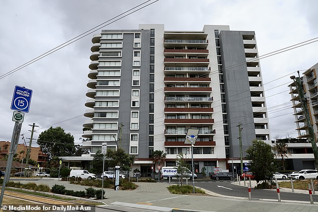 The apartment tower on River Road, Parramatta, is just meters from a light rail station