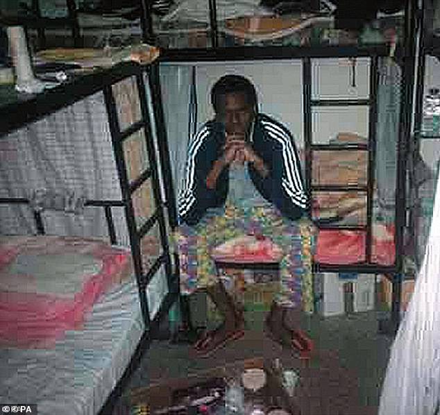 Karl Williams claims he saw men ripped apart by knife-wielding prisoners, while others were forcibly infected with HIV during his time in Dubai's hellish prison. Here he is depicted in his cell during the horror ordeal