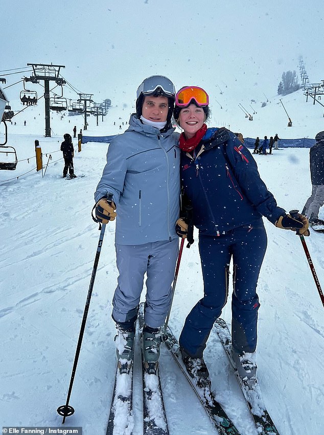 She then shared a photo of her and Gus, who were also wearing ski gear, as they posed for a cute photo at the chairlifts.