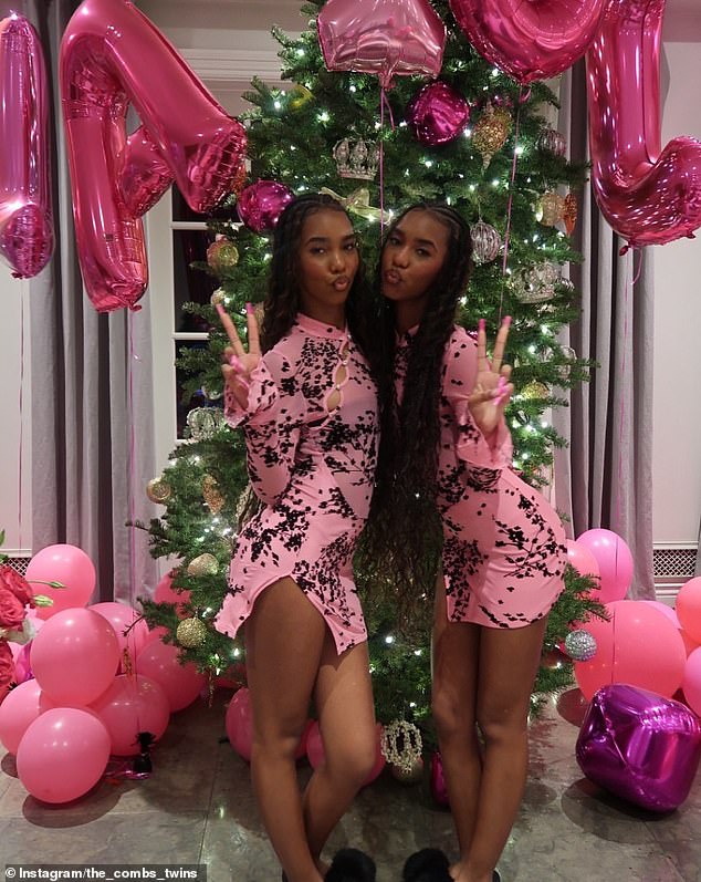 It comes days after the twins marked Christmas together in an Instagram post, where they posed in front of a Christmas tree in pink mini dresses and captioned the photo: 'Blessed to see another'