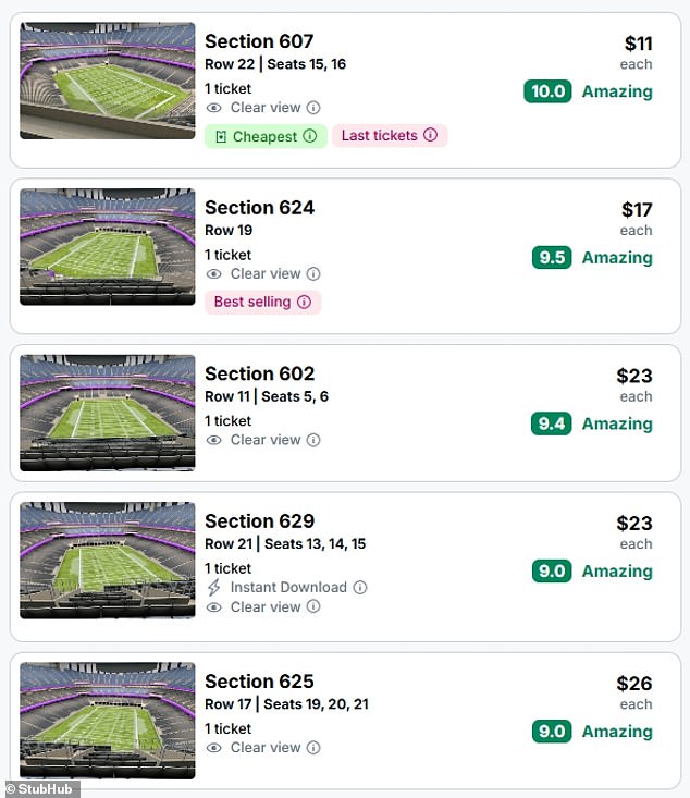 Some seats on StubHub were as low as $11 after the tragedy as fans rushed to unload tickets