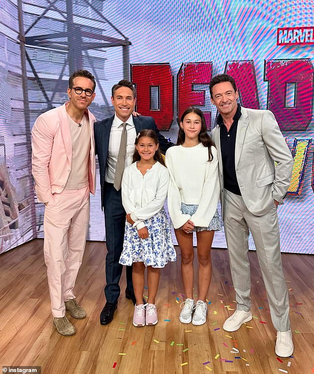 The TV presenter admitted he 'scored a few dad points' when he got to introduce his kids to Ryan Reynolds and Hugh Jackman last year