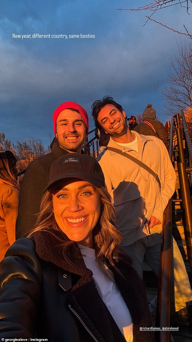 She shared another photo of Georgia beaming as she posed with friends Richard Baines and Abir Ahmed. “New year, different country, same best friends,” Georgia captioned the cheerful photo.