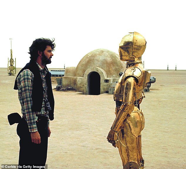 Lucas on the set of 1977's Star Wars: Episode IV - A New Hope