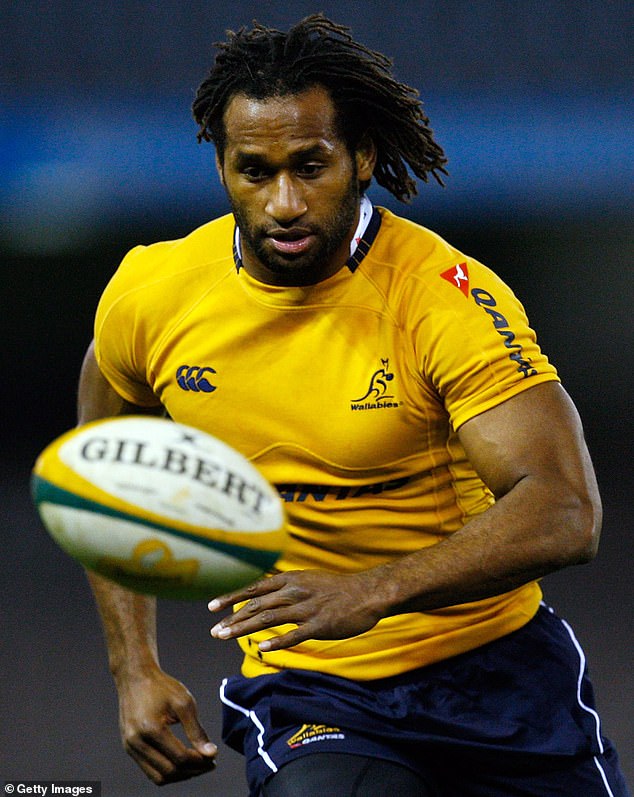 Tuqiri (pictured playing for the Wallabies) and his wife put the scandal behind them and had their third child together, just over a year after the 'affair' first made headlines