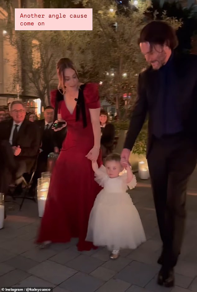 In a sweet video uploaded to her Instagram Stories, Kaley and Tom were seen holding hands with the little one as they led her down the aisle lined by a number of lit candles.