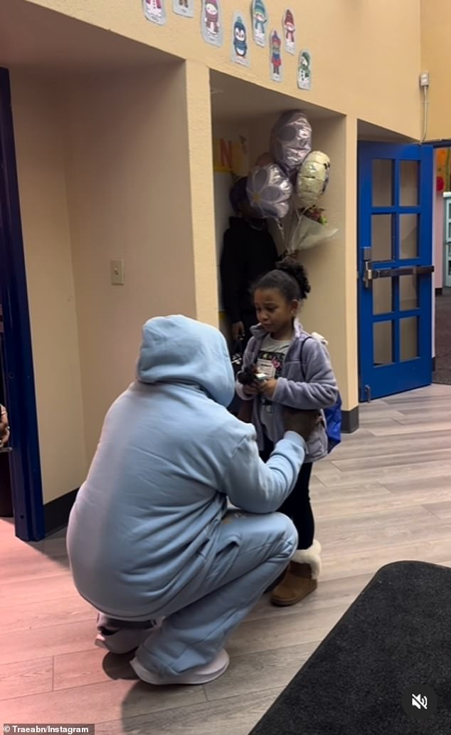 Both father and daughter appeared emotional as they were reunited