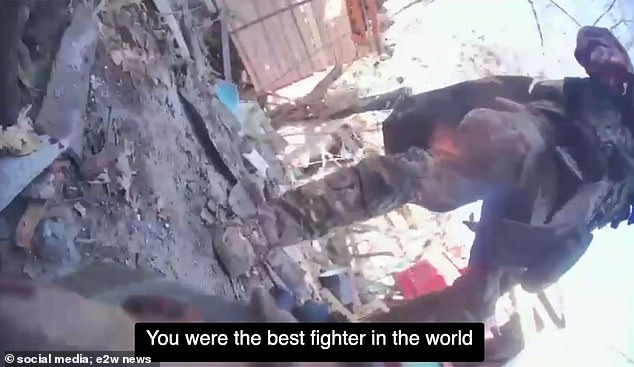 The emotional moment took place after a rare hand-to-hand combat that led to a knife fight between a Ukrainian soldier and a Russian soldier